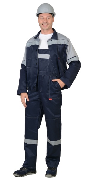 Костюм "СИРИУС-ЛЕГИОНЕР" куртка, полукомбинезон синий с серым и СОП 50мм р.  96-100/170-176