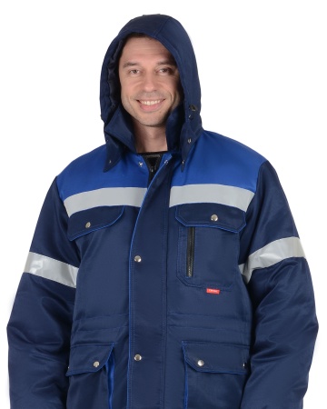 Костюм "СИРИУС-ТИТАН" зимний: куртка дл., п/комб. т.синий с васильковым и СОП-50мм. р. 112-116/170-1