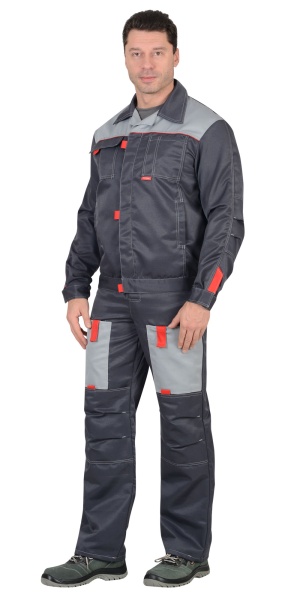 Костюм "СИРИУС-Фаворит" летний: куртка, полукомбинезон тёмно-серый с серым р. 96-100/170-176