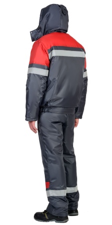 Костюм "СИРИУС-Орбита" зимний: куртка кор.,п/комб. серый с красным и СОП р.  96-100/170-176
