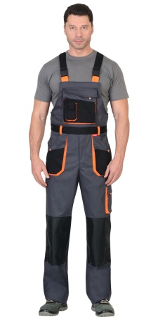 Полукомбинезон "СИРИУС-МАНХЕТТЕН" т.серый с оранжевым и черным р.  96-100/170-176