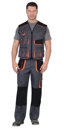 Жилет "СИРИУС-МАНХЕТТЕН" темно-серый с оранжевым и черным р. 104-108/170-176 (ЧЗ)