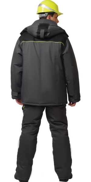 Костюм "СИРИУС-ХОВАРД": зим. куртка дл.,брюки т.-серый с черным и лимон. отд. р.  96-100/170-176