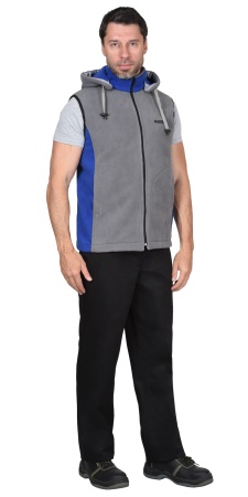 Жилет "Техно" (флис дублированный) серый с васильковым р. 104-108 (ЧЗ)