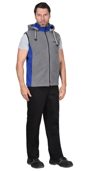 Жилет "Техно" (флис дублированный) серый с васильковым р. 104-108 (ЧЗ)