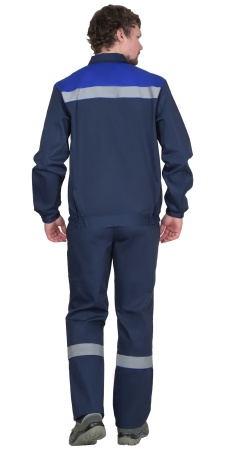 Костюм "СИРИУС-МАСТЕР" летний: куртка кор., брюки темно-синий с васильковым р.  88-92/170-176