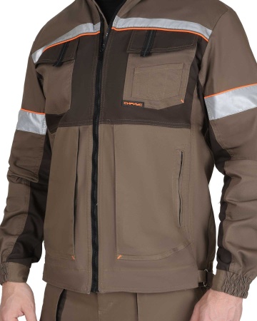 Костюм "СИРИУС-РОДОС"мужской:куртка,брюки(св.-коричневый с т.-коричневым)тк.Родос р.  96-100/170-176