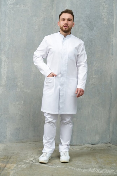 L069А Халат мужской Экстра (176, 104, 92, /белый, /темно-серый)