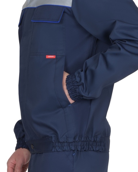 Костюм "СИРИУС-МАСТЕР" летний: куртка кор., брюки темно-синий с васильковым р.  88-92/170-176