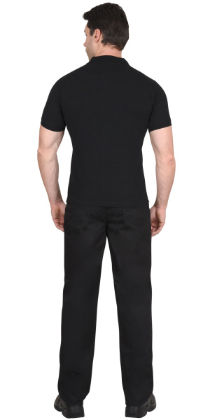 Рубашка-поло черная короткие рукава с манжетом, пл.180 г/м2 р.2ХL(54)