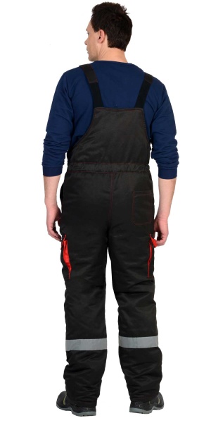 Костюм "СИРИУС-ТИТАН" зимний: куртка дл., п/комб. черный с красным и СОП-50мм. р.  104-108/170-176