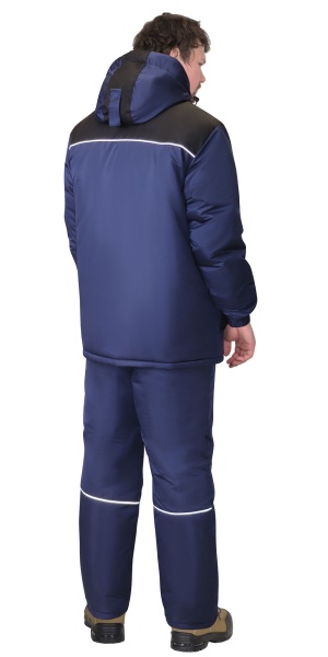 Костюм "Сириус-Комфорт" зимний куртка удл., брюки синий с черным тк.Таслан р. 96-100/170-176