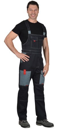 Костюм "СИРИУС-Фаворит" летний: куртка, п/к. т-серый с сер и красной отд. (узб, саржа) р.  96-100/170-176