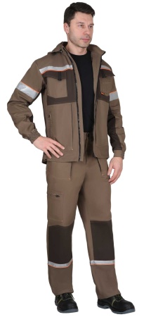 Костюм "СИРИУС-РОДОС"мужской:куртка,брюки(св.-коричневый с т.-коричневым)тк.Родос р.  96-100/170-176