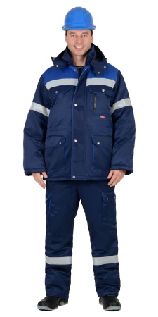 Костюм "СИРИУС-ТИТАН" зимний: куртка дл., п/комб. т.синий с васильковым и СОП-50мм. р. 112-116/170-1