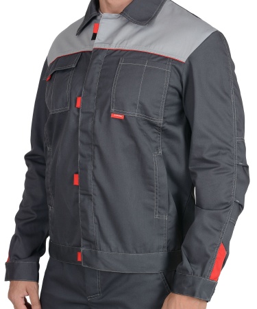 Костюм "СИРИУС-ФАВОРИТ" летний: куртка, брюки тёмно-серый с серым тк.Орион р. 96-100/170-176