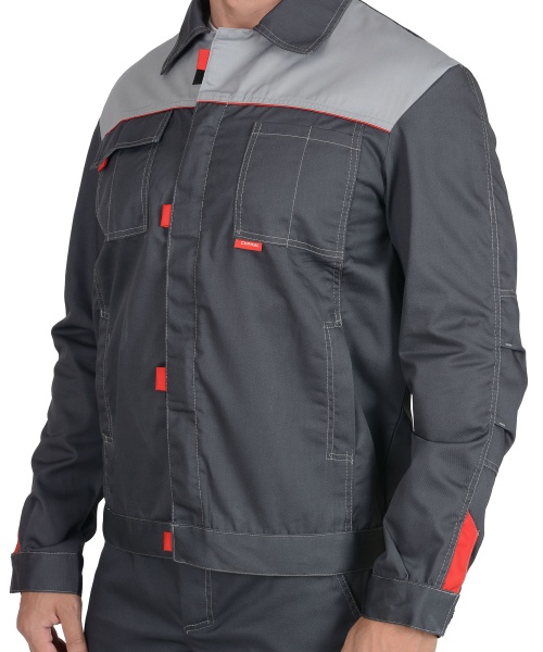 Костюм "СИРИУС-ФАВОРИТ" летний: куртка, брюки тёмно-серый с серым тк.Орион р. 96-100/170-176