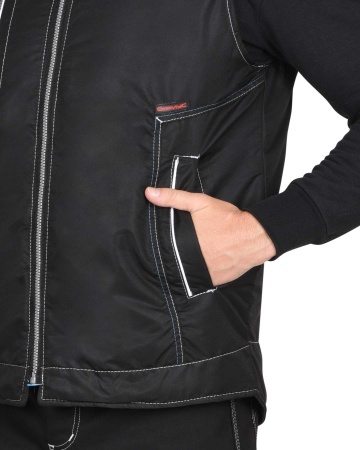 Жилет "СИРИУС-АЛЕКС" (на подкладке тафетта) с капюшоном, черый р.  88-92 (ЧЗ)