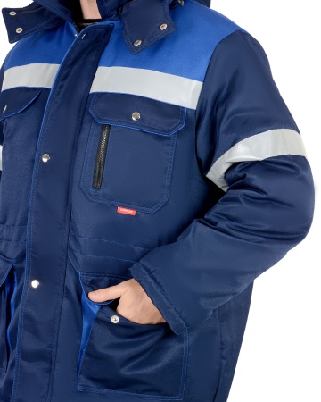 Костюм "СИРИУС-ТИТАН" зимний: куртка дл., п/комб. т.синий с васильковым и СОП-50мм. р. 112-116/170-1