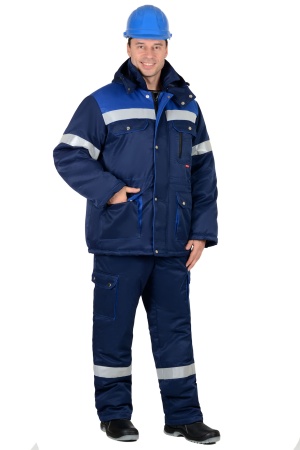 Костюм "СИРИУС-ТИТАН" зимний: куртка дл., п/комб. т.синий с васильковым и СОП-50мм. р. 112-116/170-1