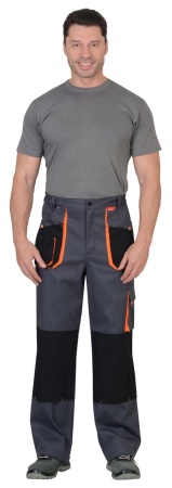 Брюки "СИРИУС-МАНХЕТТЕН" т.серые с оранжевым и черным р. 104-108/170-176