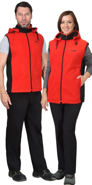 Жилет "Техно" (флис дублированный) красный с черным р.120-124 (ЧЗ)
