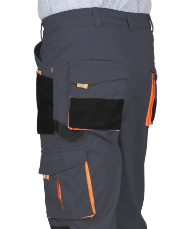 Брюки "СИРИУС-МАНХЕТТЕН" т.серые с оранжевым и черным р. 104-108/170-176