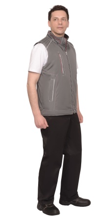 Жилет "СИРИУС-АЛЕКС" (на подкладке тафетта) с капюшоном темно-серый  р.  96-100 (ЧЗ)