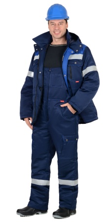 Костюм "СИРИУС-ТИТАН" зимний: куртка дл., п/комб. т.синий с васильковым и СОП-50мм. р. 112-116/170-1