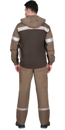 Костюм "СИРИУС-РОДОС"мужской:куртка,брюки(св.-коричневый с т.-коричневым)тк.Родос р.  96-100/170-176