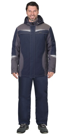 Куртка "СИРИУС-ОЗОН" зимняя, синяя с серым р.104-108/170-176 (ЧЗ)