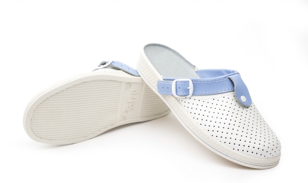 74060108 Рая Кожа Белый/Голубой Сабо (39, /бело-голубой)