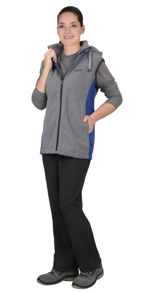 Жилет "Техно" (флис дублированный) серый с васильковым р. 104-108 (ЧЗ)