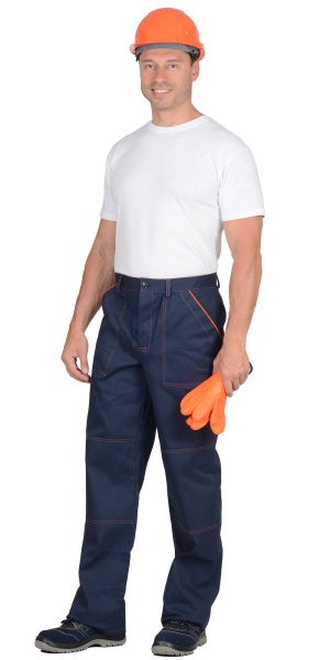 Костюм "СИРИУС-Профи-2": куртка, брюки (100% узбекская саржа) синий с оранж. кантом р. 96-100/170-176