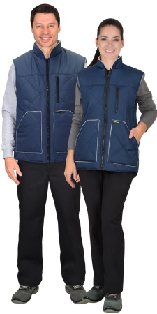 Жилет "СИРИУС-ЕВРОПА" удлиненный (на подкладке флис серый., св.серый) синий р.   88-92 (ЧЗ)