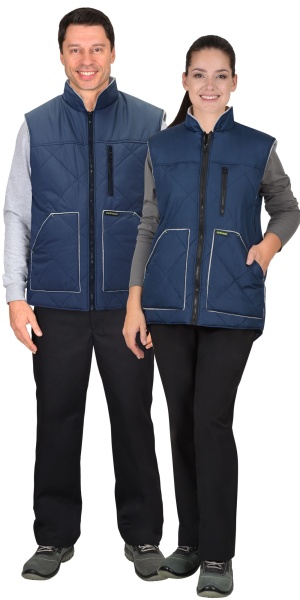 Жилет "СИРИУС-ЕВРОПА" удлиненный (на подкладке флис серый., св.серый) синий р.   88-92 (ЧЗ)