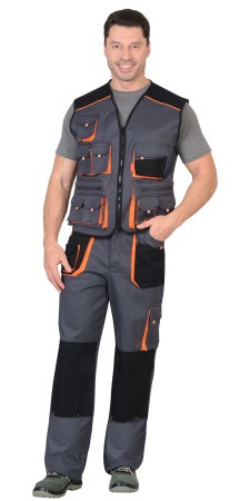 Жилет "СИРИУС-МАНХЕТТЕН" темно-серый с оранжевым и черным р. 104-108/170-176 (ЧЗ)