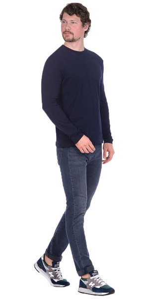 Футболка длинные рукава темно-синяя 160г/м2 р.  M