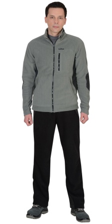 Куртка флисовая "СИРИУС-Актив"  серая отделка черная  р.  96-100/170-176 (ЧЗ)