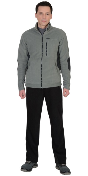 Куртка флисовая "СИРИУС-Актив"  серая отделка черная  р.  96-100/170-176 (ЧЗ)