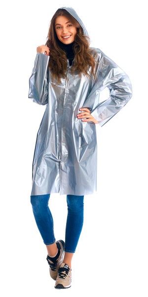 Плащ-дождевик Сириус-Люкс на липучке ПВД 80 мкр. пропаянные швы, серебряный