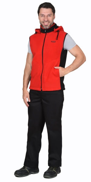 Жилет "Техно" (флис дублированный) красный с черным р.120-124 (ЧЗ)