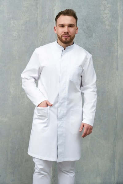 L069А Халат мужской Экстра (176, 104, 92, /белый, /темно-серый)