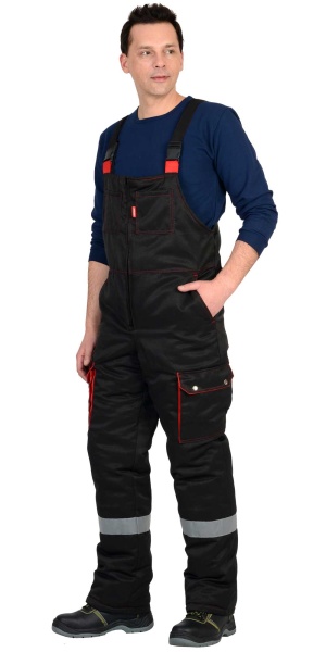 Костюм "СИРИУС-ТИТАН" зимний: куртка дл., п/комб. черный с красным и СОП-50мм. р.  104-108/170-176