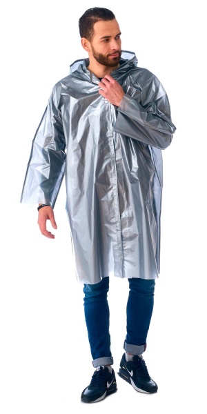 Плащ-дождевик Сириус-Люкс на липучке ПВД 80 мкр. пропаянные швы, серебряный
