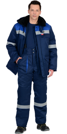 Костюм "СИРИУС-СЕВЕР-1" зимний: куртка дл.,брюки синий с васильковым и СОП р.  96-100/170-176