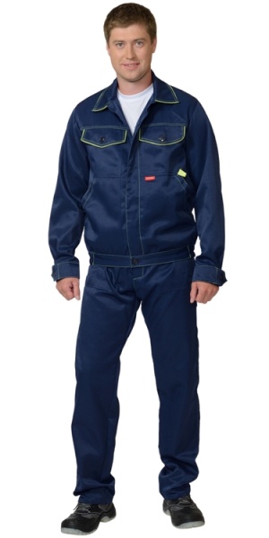 Костюм "СИРИУС-ДОКЕР" летний: куртка кор., п/комб. синий с лимонным р.  88-92/170-176