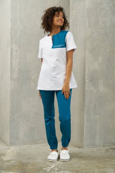 L055 Куртка женская Классик-стрейч Шелкография (164, 84, 92, /01, /Лагуна 540, /NEW)