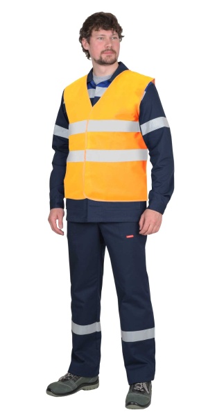 Жилет сигнальный SIRIUS кл.1, 2 СОП (трик.100 гр/м2) оранжевый р.  ХL (104-108/170-176)